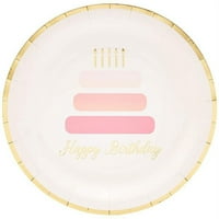 Sretan rođendanski torta Dizajn Jednokratne ploče za papir 9 za rođendansku zabavu