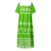 Ljetne haljine za žene Žene Ljeto Ležerne prilike Boho Print U-izrez Kratki rukav Big Swing Maxi haljina