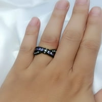 Podudarni prstenovi Par prsten crni pozlaćeni 1ct ljubičasti CZ Ženski set za vjenčanje