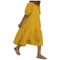 Ženska ljetna casual solidna boja na listu od kratkih rukava O-izrez Velika ljuljačka rukavica za šivanje