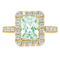 3. CT sjajan smaragd Clear Simulirani dijamant 18k žuti zlatni halo pasijans sa Accentima prsten sz