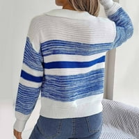 Felwors pletene džempere za žene zimski ležerni ovratnik kontrast prugaste rukav pleteni pulover