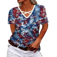 Ljetni europski i američki vrući stil dame tiskane majica za neovisnost kratkih rukava Top Casual Loose