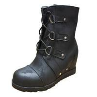 Homodles Ženske srednje čizme za gležnjeve na prodaju, okrugle cipele s prstima Crna veličina 6.5