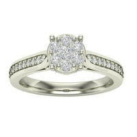 Araiya 14k Bijeli zlatni dijamant Halo Cluster Prsten za žene, veličina 6.5