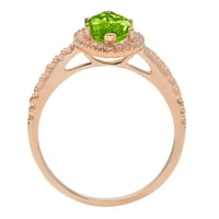 2.38ct Marquise Cut zeleni prirodni peridot 14K Gold Gold Anniverment Angagement Halo prsten veličine 5.25