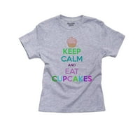 Budite mirni i jedite cupcakes - smiješna majica za pamučnu majicu za pečenje