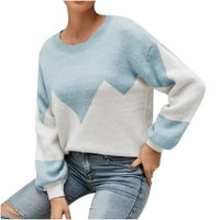 Zimski džemperi za žene plus veličine Ženska boja blokiranje labavog pletena džemper okrugli džemper
