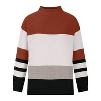Smanjeni ženski džemper okrugli dekoltev pulover džemper kontrastna boja casual dugih rukava s dugim