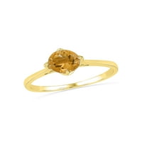Dijamantna princeza 10kt Žuta zlatna žena Okrugla laboratorija stvorena citrinskim pasijansom prsten CTTW