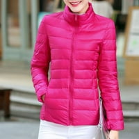 Miluxas Women's Plus Size Lagana jakna Objavena zimska jakna Dugi rukav prekriven kaput vruće ružičaste 14
