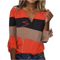 Žene Ležerne prilike V izrez Trendy Three Quarter rukava za blubu za pulover Loop Comfy Tunic Tees Majica