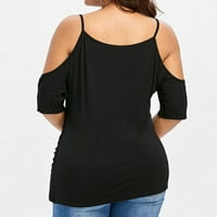 Lyinloo Womens Plus size za izrez asimetrične hladne ramene majice V-izrez