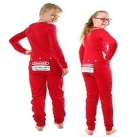 Red Union Suit Kids Pidžamas Opasnost Područje eksplozije Prijavite se na stražnji poklopac