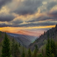 Sunrise View oconaluftee Valley-Veliki smokli planine Nacionalni park-Sjeverni Karolina Poster Print - Adam Jones