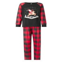 Podudaranje porodičnih pidžama setovi Božić Santa Elk tiskani PLAID PJS dugih rukava i hlače sa loungewear