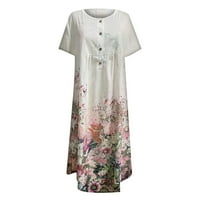 Ženske haljine Maxi casual cvjetni kratki rukav A-line Henley Summer haljina ružičasta 3xl