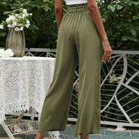Omladinske pantalone Ženske čvrste boje visoke struke labave ženske široke pantalone za noge Ljeto zazor