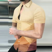 Vivianyo HD muški ljetni kratki rukav na vrhu čišćenja muškaraca geometrija stand-up košulja košulje od ispisanog ležernog obloga za ovratnik i košulje Rollbacks Khaki