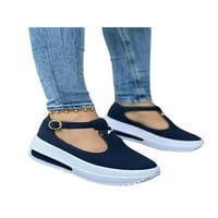 Sanviglor Womens Loafer T-Strap Wedge Loafers Retro platforma cipela na otvorenom kopču lagane casual