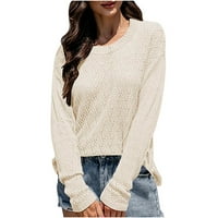 Ženska tanka džemper casual seksi solid boja labavi fit pulover džemper sa džemper za žene