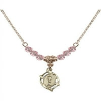 Ogrlica s pozlaćenom zlatom Hamilton sa svjetlosnim ružičastim oktobra mjesecom mjeseca rođenja kamena perle i šarm pričest