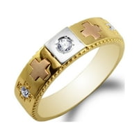 Žene 14k žuto zlato Tri tona okruglog CZ CRSTE Ugrađene vjenčane prstene veličine 4-10