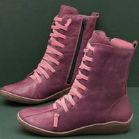 KETYYH-CHN WOMENS Wide Calf čizme Povucite modne cipele s visokim cipelama Crvena, 42