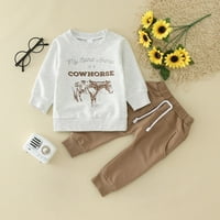 Baby Boy Slatka odjeća krava dugih rukava dugih rukava vrhovi zadirkivanje hlače za crtanje dječaka zimska odjeća bijela 70