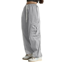 Žene teretne hlače Ležerne prilike plus veličine Široke pantalone sa džepom za planinarenje Pješačke pantalone Žene Sive S