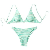 Ženska seksi tanka fit tiskana split split bikini plus veličine kupaći kostim metvice zelene l