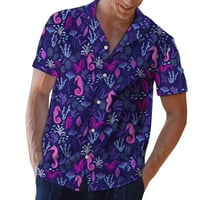 MENS PLUS SHIRE SHIrts Clearence Muška havajska košulja za print rever kratkih rukava