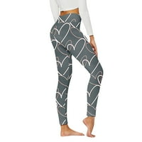 Lovskoo ravne noge joga hlače za žene casual tiskani visoki struk labav tamno siva