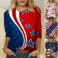 Ženska američka košulja za zastave Ležerne prilike, četvrti jul Ispiši tuniku Tunic bluza Ljetni labavi patriotski tee