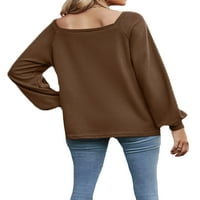 Grianlook dame baggy scoop pulover pulover Lanterne rukavi u boji majica u boji sa loungewewwebru WAFFLE TOP COFY XL