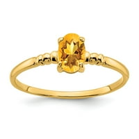 Čvrsta 14k žuto zlato 6x ovalni citrinski žut novembar draginski angažman prsten veličine 8
