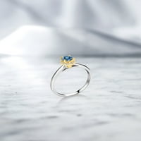 Gem kamen kralj sterling srebrni prsten sa 10k žutom zlatnom zupče Perzijski plavi moissine stvorio je safir