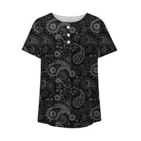 Uorcsa Street Trend Modni ispisani labavi majica kratkih rukava bluza posada Crta ležernih vrhova siva