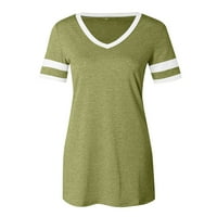 Bluza s kratkim rukavima Casual Solid vrhovi V-izrez Moda za ženska vojska zelena m