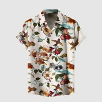 DTIDTPE Blazer jakne za muškarce Havajska košulja za ptice i cvijeća okreću košulju ogrlicu Muške vrhove