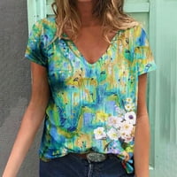 Ženske majice, ženske košulje i vrhovi ljetni vintage kratki rukav casual labavi fit suncokret tiskani