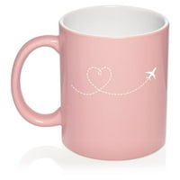Heart Love Travel Airplane Keramički šalica za kafu Poklon čaj za nju, sestru, suprugu, najbolji prijatelj,