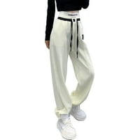 Puawkoer žensko obloženo slovo Ispis sportskih joggers pantalona sa džepovima tople zimske dukseve hlače