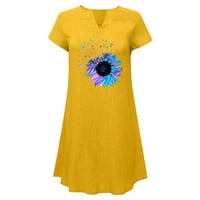 Feesfesfes Ženska haljina cvjetna print v izrez opruga haljina labava casual kratka rukavska haljina