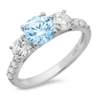 2ct okrugli rez plavi simulirani dijamant 14k bijeli zlatni godišnjički angažman kamena prstena veličine