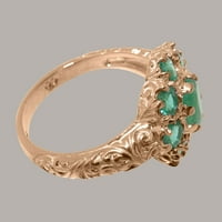 Britanska napravljena 10k Rose Gold Natural Emerald Womens Promise Ring - Opcije veličine - Veličina 9.5