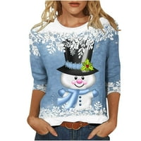 Viadha Merry Božićne majice Žene Plastirane modne tiskane majice rukava rukava okrugli vrat casual vrhovi