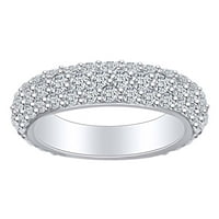 Carat Okrugli bijeli prirodni dijamant Tri reda vječni vjenčani prsten za vjenčanje u 14K čvrstog bijelog zlatnog zvona veličine 10