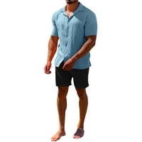 Muško odijelo čvrste boje O-izrez kratki rukav i kratke hlače Ljetna prozračna zapremina zapremine meke