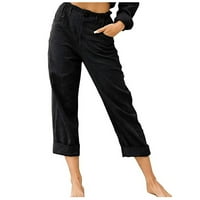 Yoga hlače za žensko odobrenje plus veličine Žene Modni solidni boci Botton Ležerne prilike elastične